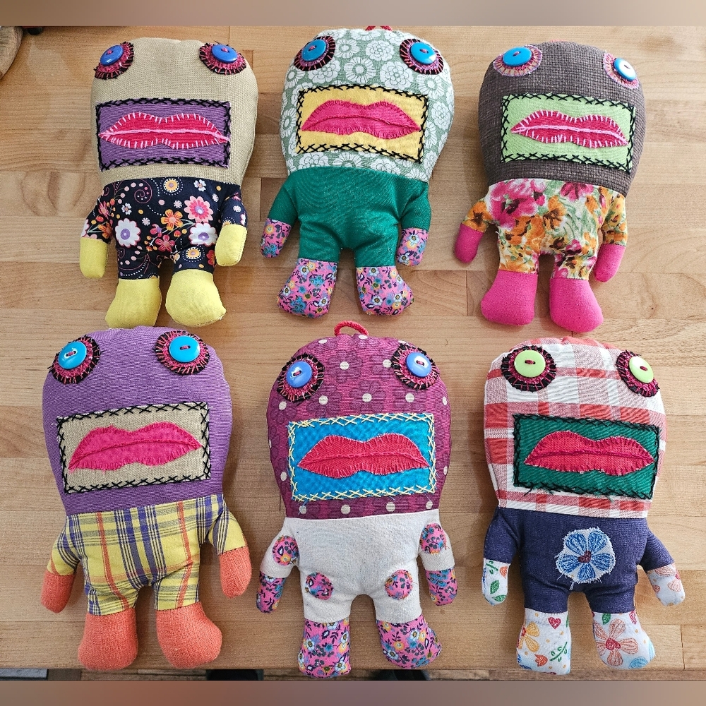 Set of 6 Handmade/Handstitched Dolls